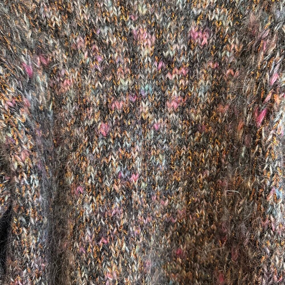 Vintage Hand-Knit Colorful Wool Mock Neck Sweater - Picture 4 of 7